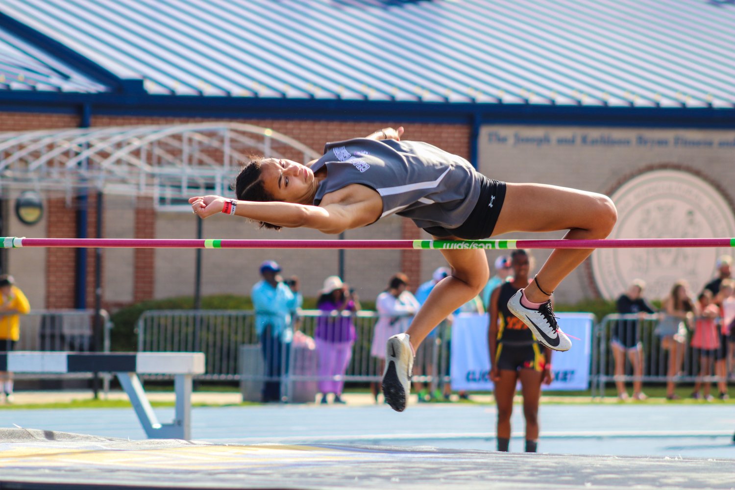 Chatham Charter junior Brooke Garner competes in the high jump at the 1A NCHSAA Track & Field State Championships at North Carolina A&T State University in Greensboro last Friday. The high jump was Garner's best event, where she placed fifth with a height of J04-08.00.